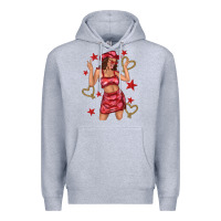 Heather Grey heart cowgirl Premium Hoodie - texasbilliewilder