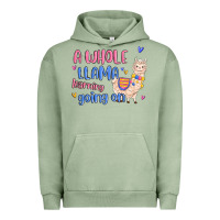 Pigment Oil Green a whole llama learning going on Urban Hoodie - MaliasSmallBusiness