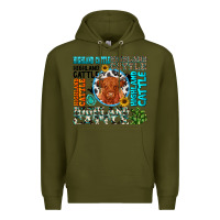Army Green highland cattle Premium Hoodie - texasbilliewilder