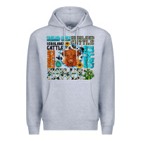 Heather Grey highland cattle Premium Hoodie - texasbilliewilder