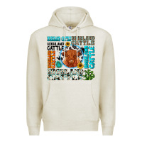 Oatmeal Heather highland cattle Premium Hoodie - texasbilliewilder