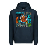 Navy highland cattle Premium Hoodie - texasbilliewilder