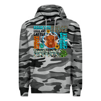 Slate Camo highland cattle Premium Hoodie - texasbilliewilder
