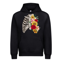 Black floral ribcage Urban Hoodie - MaliasSmallBusiness