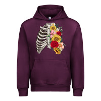 Mauve Wine floral ribcage Urban Hoodie - MaliasSmallBusiness