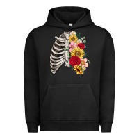 Pigment Black floral ribcage Urban Hoodie - MaliasSmallBusiness