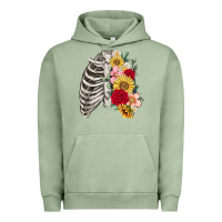 Pigment Oil Green floral ribcage Urban Hoodie - MaliasSmallBusiness