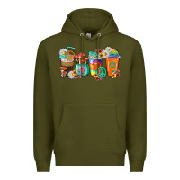 Army Green hippie coffee cups Premium Hoodie - texasbilliewilder