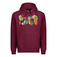 Burgundy hippie coffee cups Premium Hoodie - texasbilliewilder