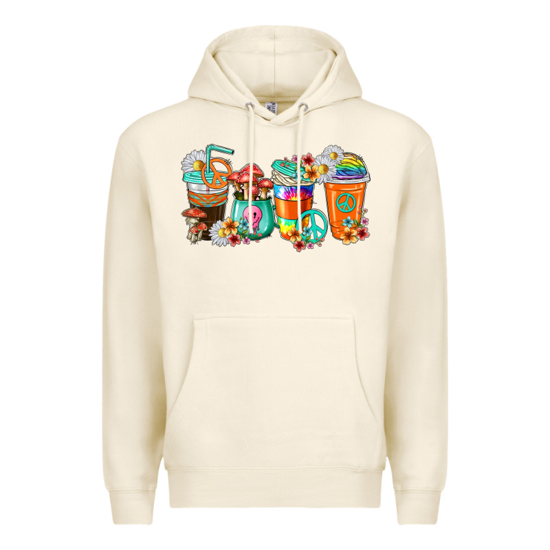 Hippie Coffee Cups Premium Hoodie by texasbilliewilder | Teevron