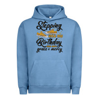 Pigment Pebble Blue stepping into my birthday with god s grace and mer Urban Hoodie - MaliasSmallBusiness