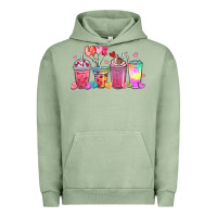 Pigment Oil Green love coffee cups Urban Hoodie - MaliasSmallBusiness