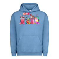 Pigment Pebble Blue love coffee cups Urban Hoodie - MaliasSmallBusiness