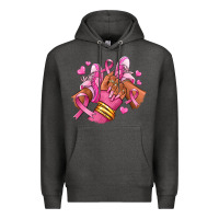Charcoal Heather Breast Cancer afro girl sneakers Premium Hoodie - RanaPortraitStore