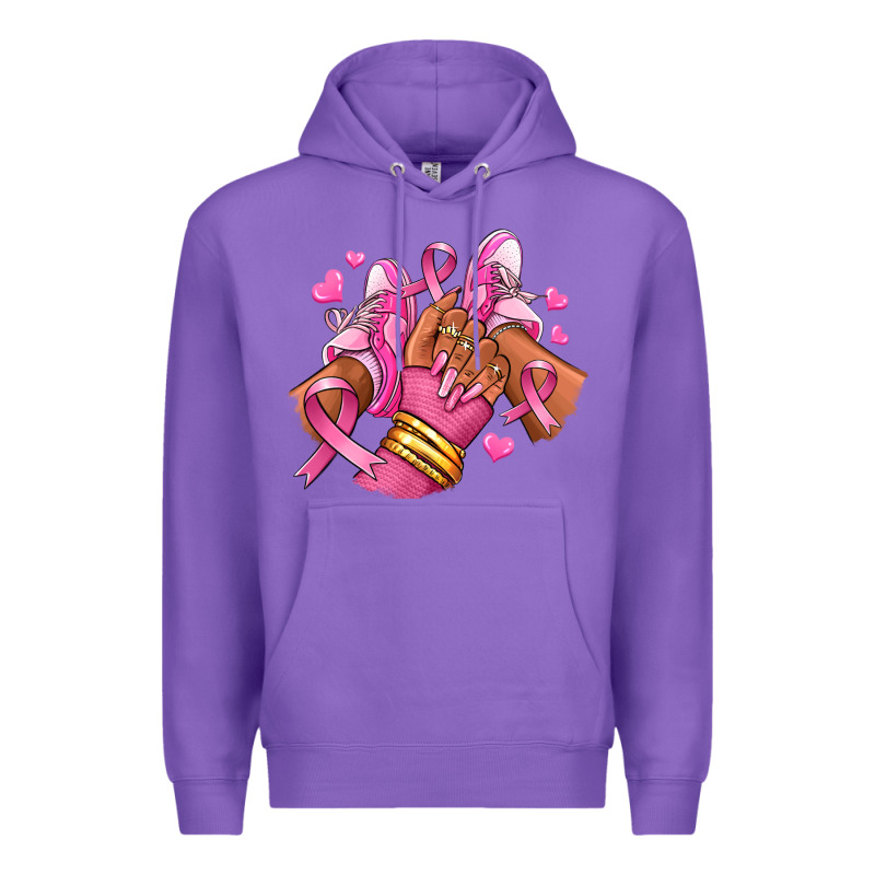 Breast Cancer Afro Girl Sneakers Premium Hoodie by RanaPortraitStore | Teevron