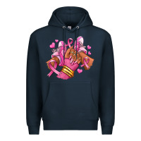 Navy Breast Cancer afro girl sneakers Premium Hoodie - RanaPortraitStore
