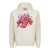 Oatmeal Heather Breast Cancer afro girl sneakers Premium Hoodie - RanaPortraitStore