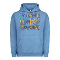 Pigment Pebble Blue never stop exploring Urban Hoodie - MaliasSmallBusiness