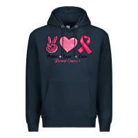 Navy Peace Love Cure Cancer Premium Hoodie - RanaPortraitStore