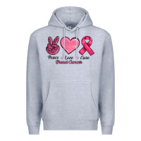 Heather Grey Peace Love Cure Cancer Premium Hoodie - RanaPortraitStore