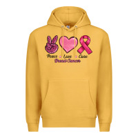 Mustard Peace Love Cure Cancer Premium Hoodie - RanaPortraitStore