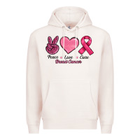 Pale Pink Peace Love Cure Cancer Premium Hoodie - RanaPortraitStore