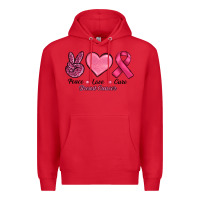 Red Peace Love Cure Cancer Premium Hoodie - RanaPortraitStore