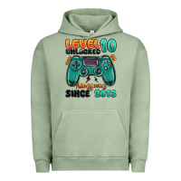 Pigment Oil Green level 10 unlocked awesome since 2013 Urban Hoodie - MaliasSmallBusiness