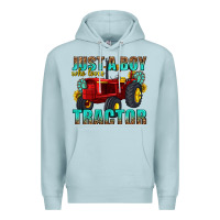 Blue Mist just a boy who loves tractor Premium Hoodie - texasbilliewilder