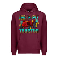 Burgundy just a boy who loves tractor Premium Hoodie - texasbilliewilder