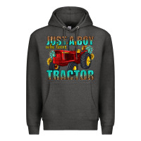 Charcoal Heather just a boy who loves tractor Premium Hoodie - texasbilliewilder