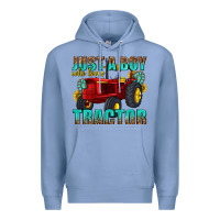 Colony Blue just a boy who loves tractor Premium Hoodie - texasbilliewilder