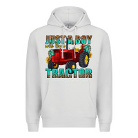Dove Grey just a boy who loves tractor Premium Hoodie - texasbilliewilder