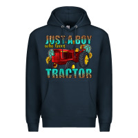 Navy just a boy who loves tractor Premium Hoodie - texasbilliewilder