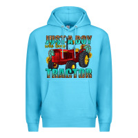 Ocean Blue just a boy who loves tractor Premium Hoodie - texasbilliewilder
