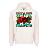 Pale Pink just a boy who loves tractor Premium Hoodie - texasbilliewilder