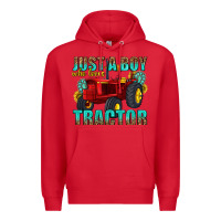 Red just a boy who loves tractor Premium Hoodie - texasbilliewilder