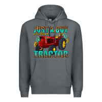 Rock just a boy who loves tractor Premium Hoodie - texasbilliewilder