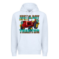 White just a boy who loves tractor Premium Hoodie - texasbilliewilder