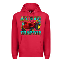 Cardinal just a boy who loves tractor Premium Hoodie - texasbilliewilder