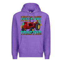 Purple just a boy who loves tractor Premium Hoodie - texasbilliewilder