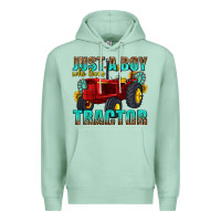 Seafoam just a boy who loves tractor Premium Hoodie - texasbilliewilder