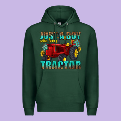 Premium Hoodie just a boy who loves tractor