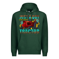 Sports Green just a boy who loves tractor Premium Hoodie - texasbilliewilder