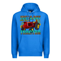 True Royal just a boy who loves tractor Premium Hoodie - texasbilliewilder