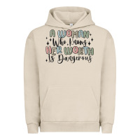 Pigment French Oak a woman who knows her worth is dangerous Urban Hoodie - MaliasSmallBusiness