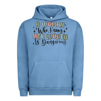 Pigment Pebble Blue a woman who knows her worth is dangerous Urban Hoodie - MaliasSmallBusiness