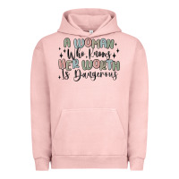 Pigment Salmon a woman who knows her worth is dangerous Urban Hoodie - MaliasSmallBusiness