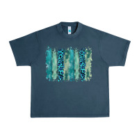 Midnight Navy turquoise leopard watercolor brushstroke background Urban Heavy Tee - RanaPortraitStore
