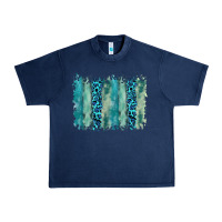 Navy turquoise leopard watercolor brushstroke background Urban Heavy Tee - RanaPortraitStore